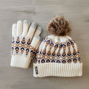 Muk Luks Pom Pom Wool Blend Beanie and gloves